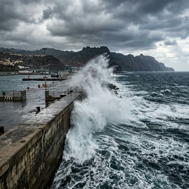 Una ola gigante azota el muelle y arrastra a pasajeros